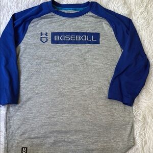 Under Armour Kids Blue and Gray Baseball Shirt